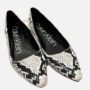 Calvin Klein Emerin Women's, Snake Print Flats, Size 7, Point Toe